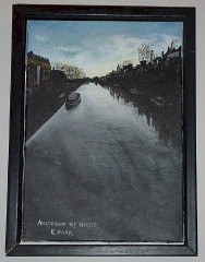 Amsterdam bij nacht (Amsterdam by Night) acrylic painting