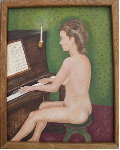 Mlle gachet nue au piano acryclic painting