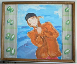 "Perishable Fruit" (portrait of Patty Larkin) acryclic painting